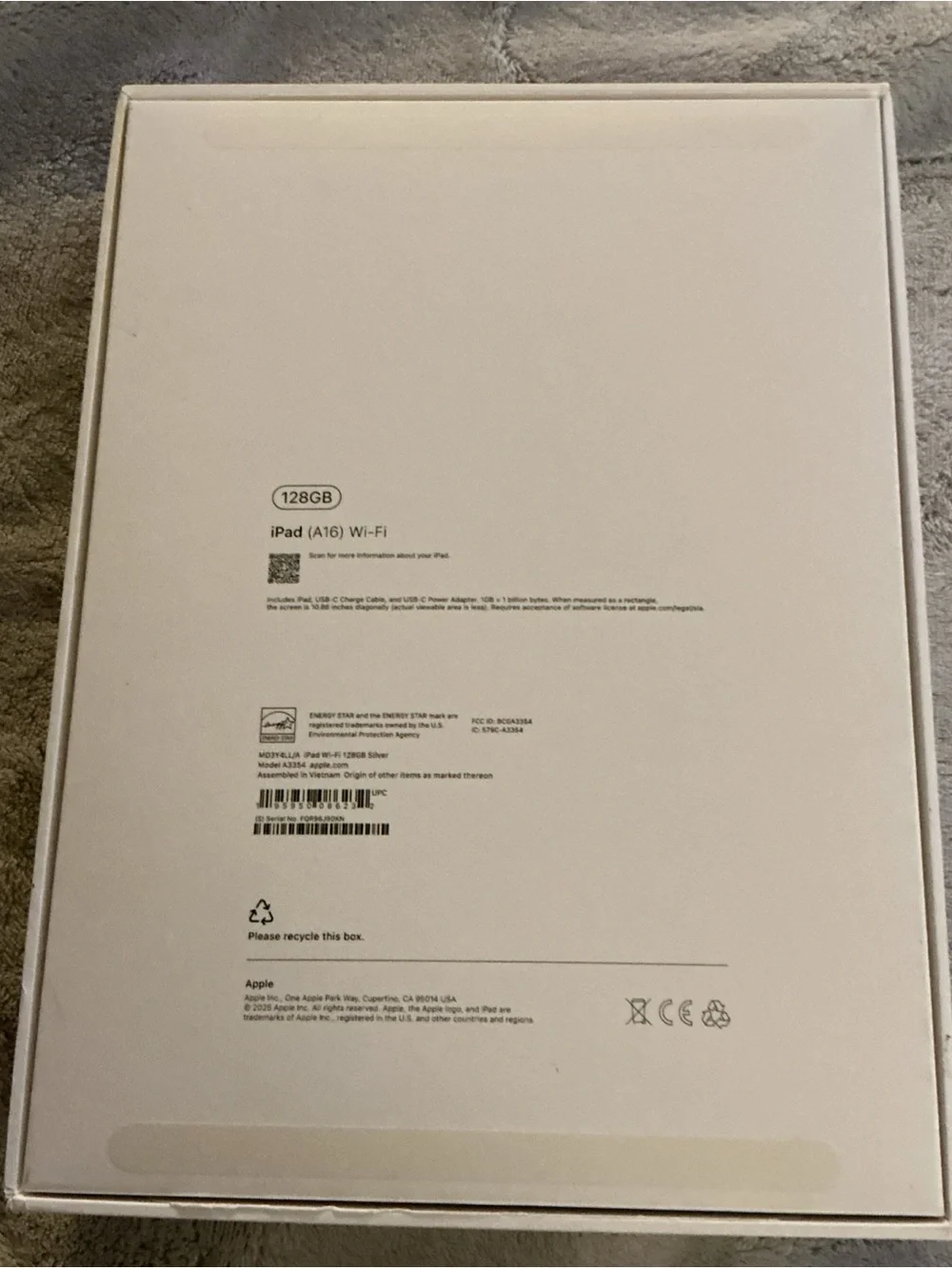 Apple iPad 10th Gen 128GB Silver Wi-Fi  Retail EMPTY BOX ONLY